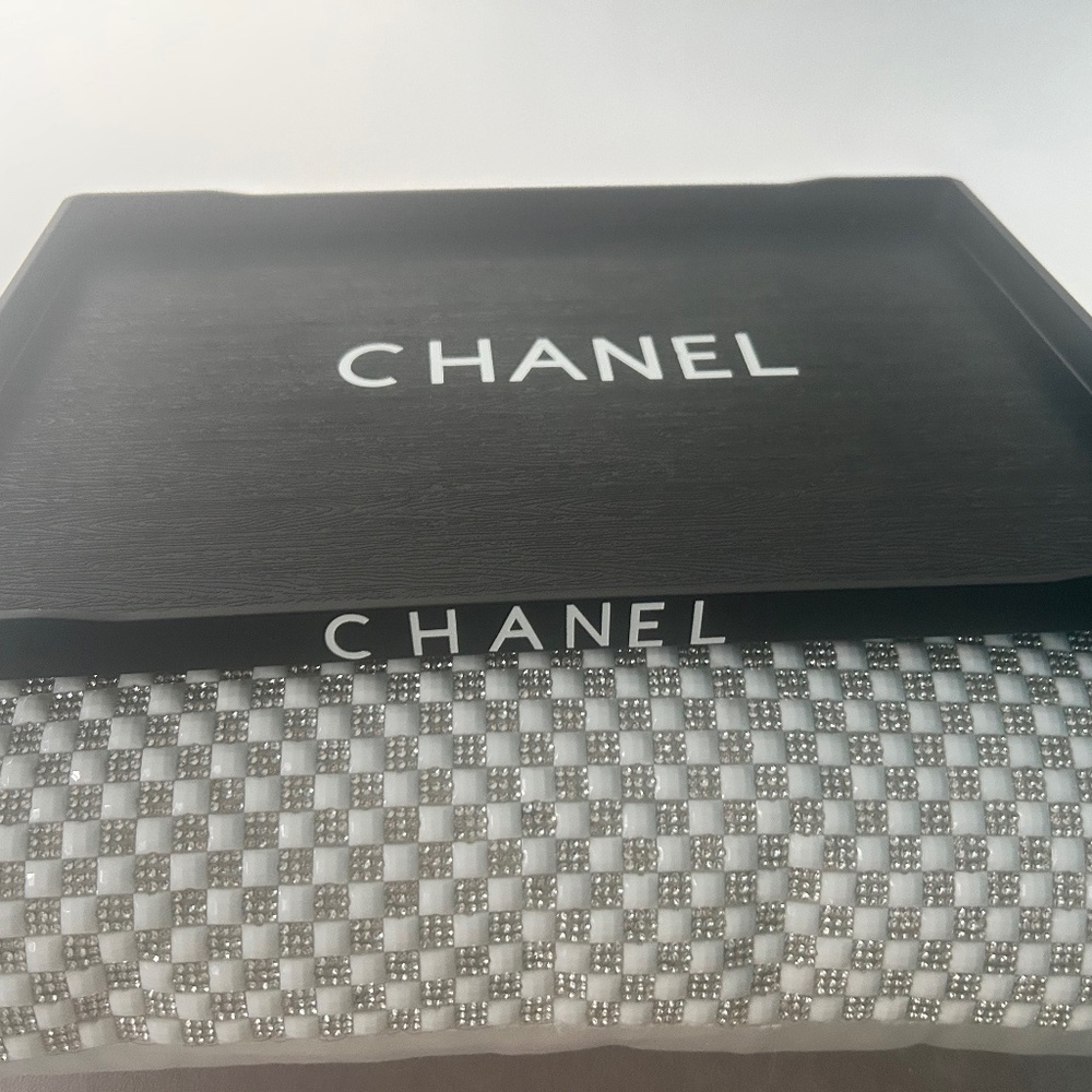 Black Matte finish tray 13.5 x 9.5 x 1" white letters